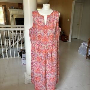 J Jill Love Linen Paisley Summer Midi Colorful Dress Women’s Size XL Lightweight